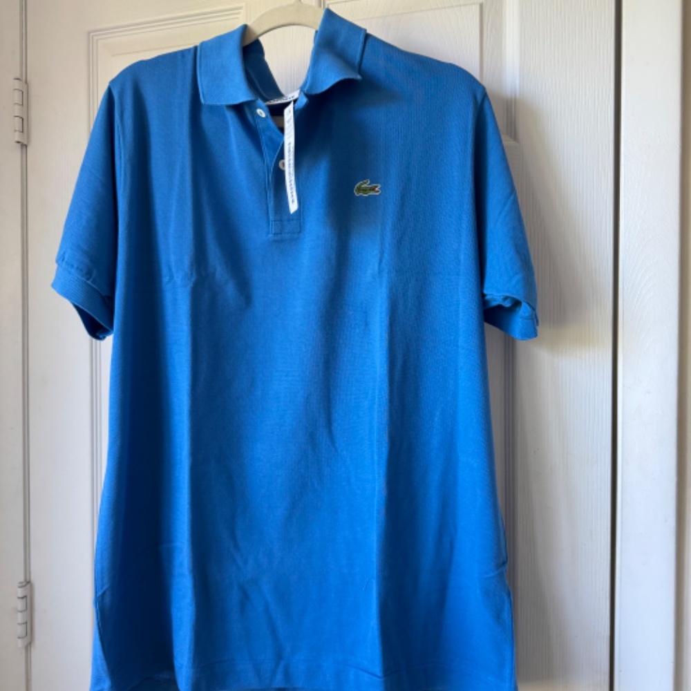 Lacoste Classic Polo Shirt Mens Size 6 Blue SS Cotton Crocodile Logo NWT